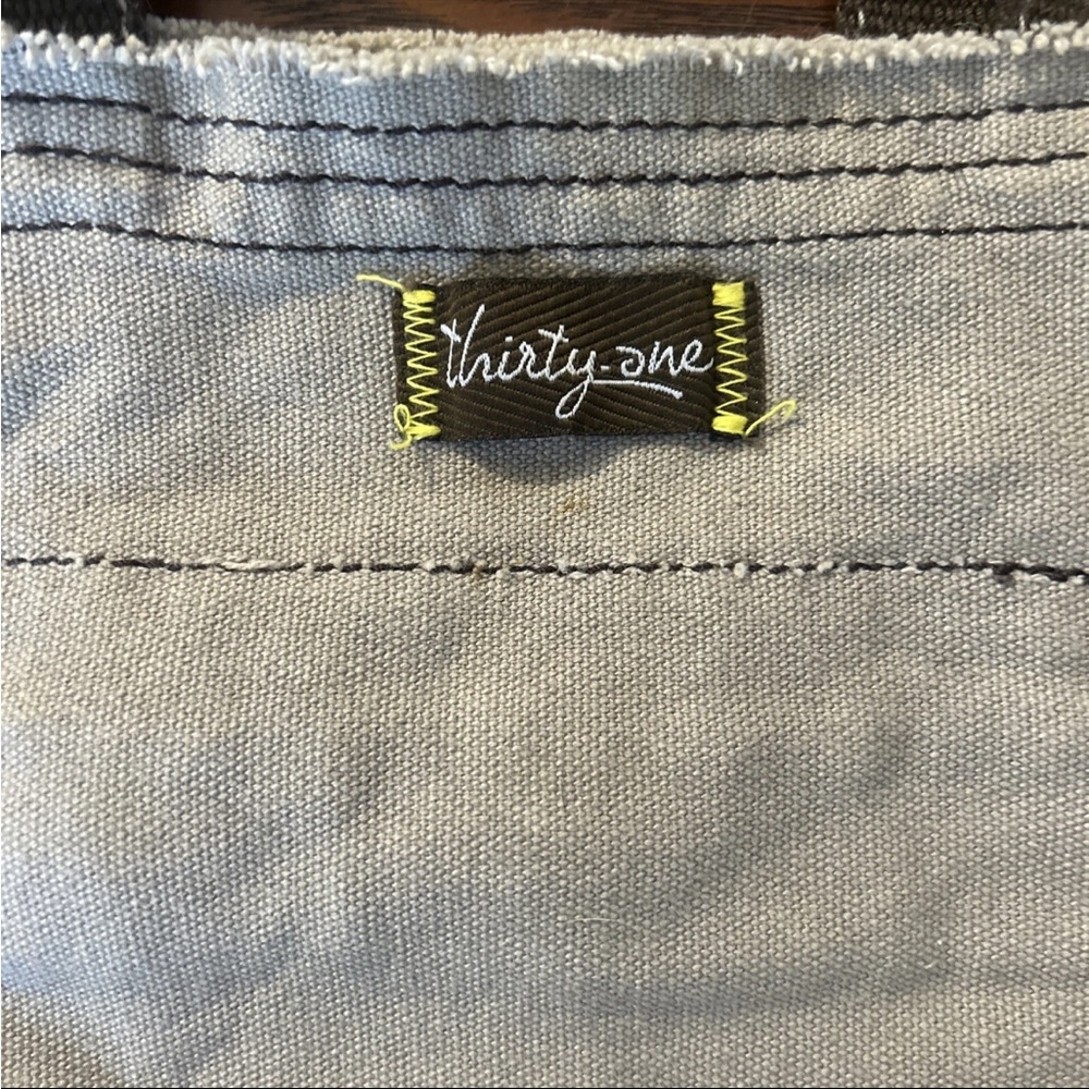 Thirty-One Retro Metro Bag Brown w/ Frayed Edges Yellow FlowerCrossbody Shoulder - Picture 5 of 8